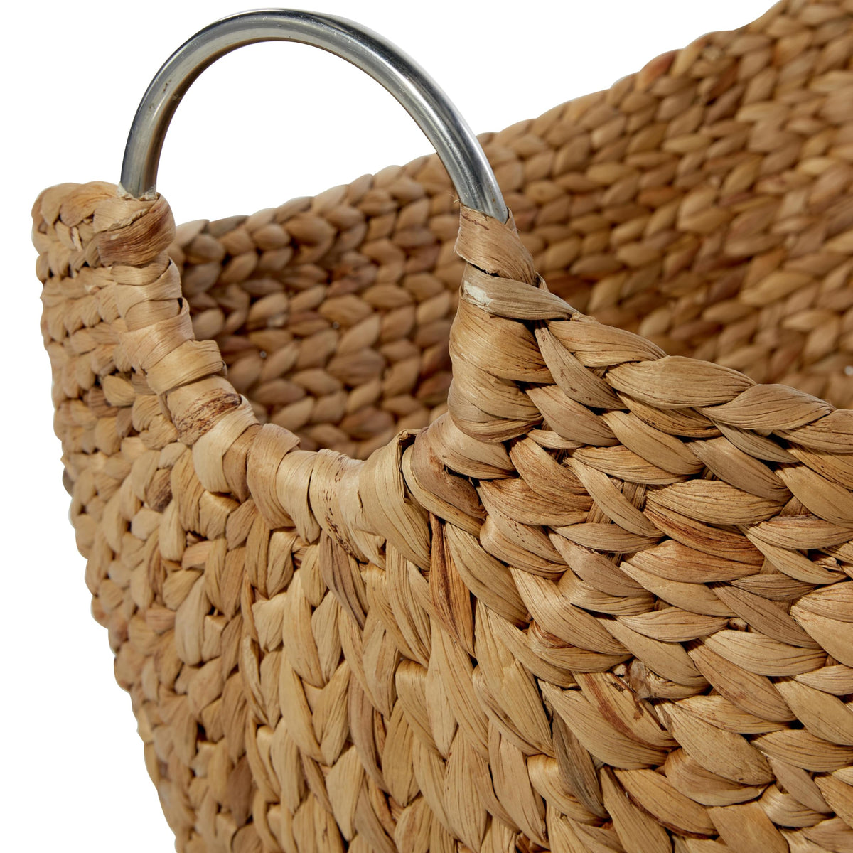 Deco 79 Seagrass Handmade Decorative and Functional Storage Basket Woven Curved Basket Organizer