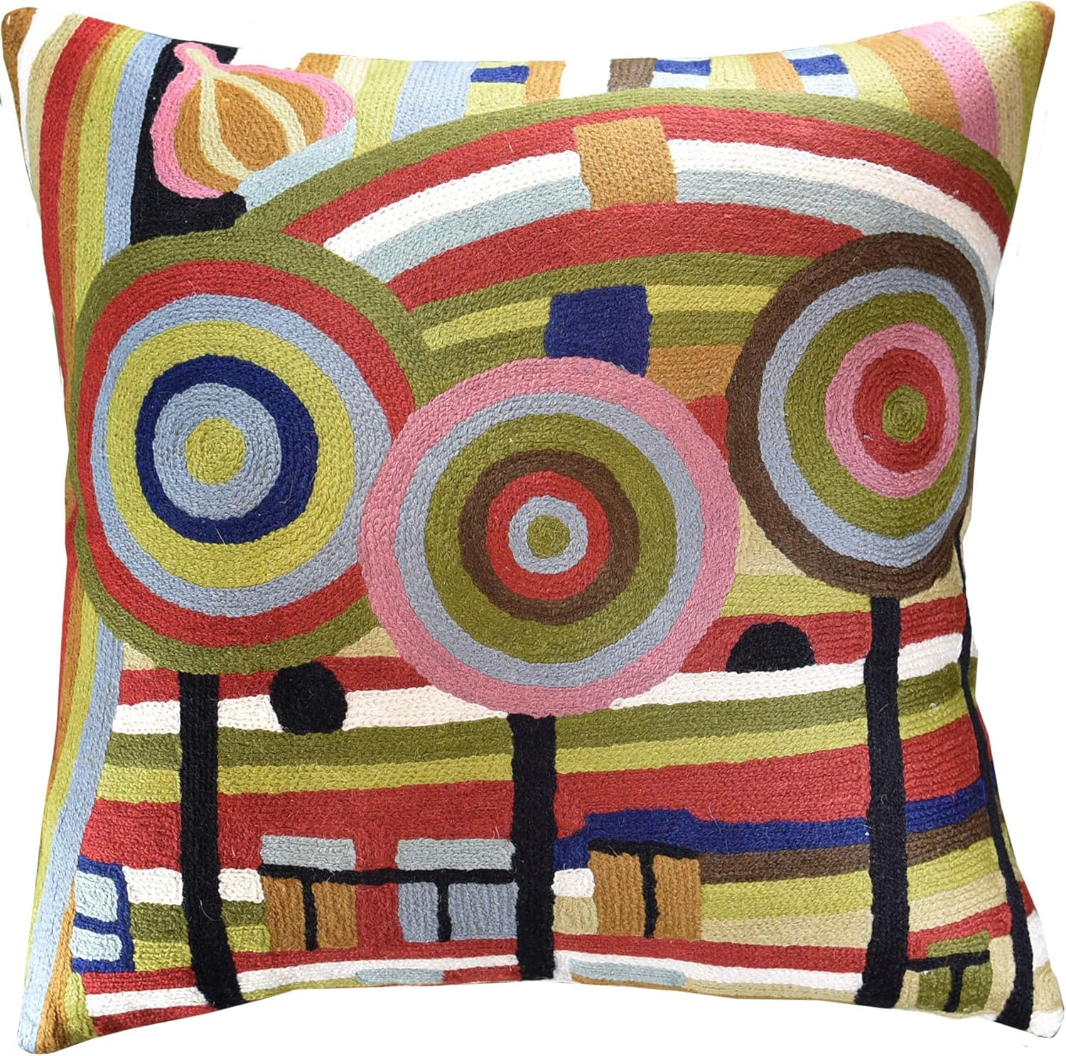 Hundertwasser Modern Pillow Cover Beloved Gardens Accent Outdoor Pillows Art Deco Couch Cushion