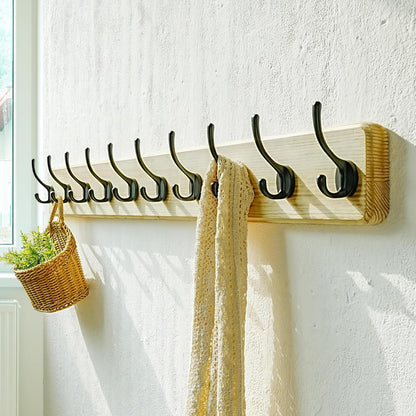 Dseap Coat Rack Wall: 38-1/4" Long, Patented, Heavy-Duty, 10-Double-Hooks Wooden Wall Mounted Coat
