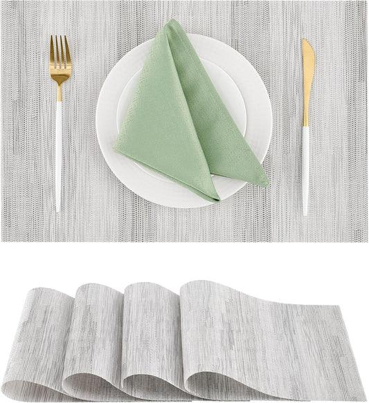 Leetaltree Lightsteel Black Placemats Set of 4 - Heat Resistant Non-Slip Place mats for Dining