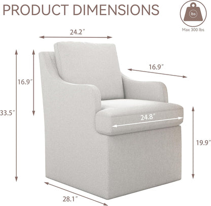 VKNOW Upholstered Dining Chairs, Modern Kitchen Chairs Dinner Chairs with 4 Casters, Linen Armchair