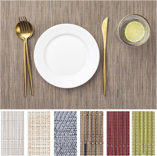 LEXMORE Placemats Set of 8 Vinyl/Plastic Woven Place Mats for Kitchen Table Indoor/Outdoor Washable
