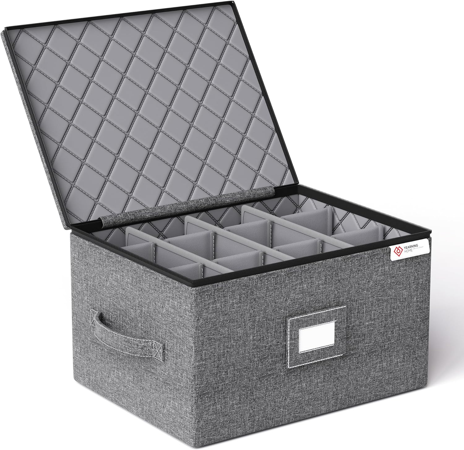 YearningHome Wine Glass Storage Box with Dividers,Hard Shell and Stackable Stemware Storage
