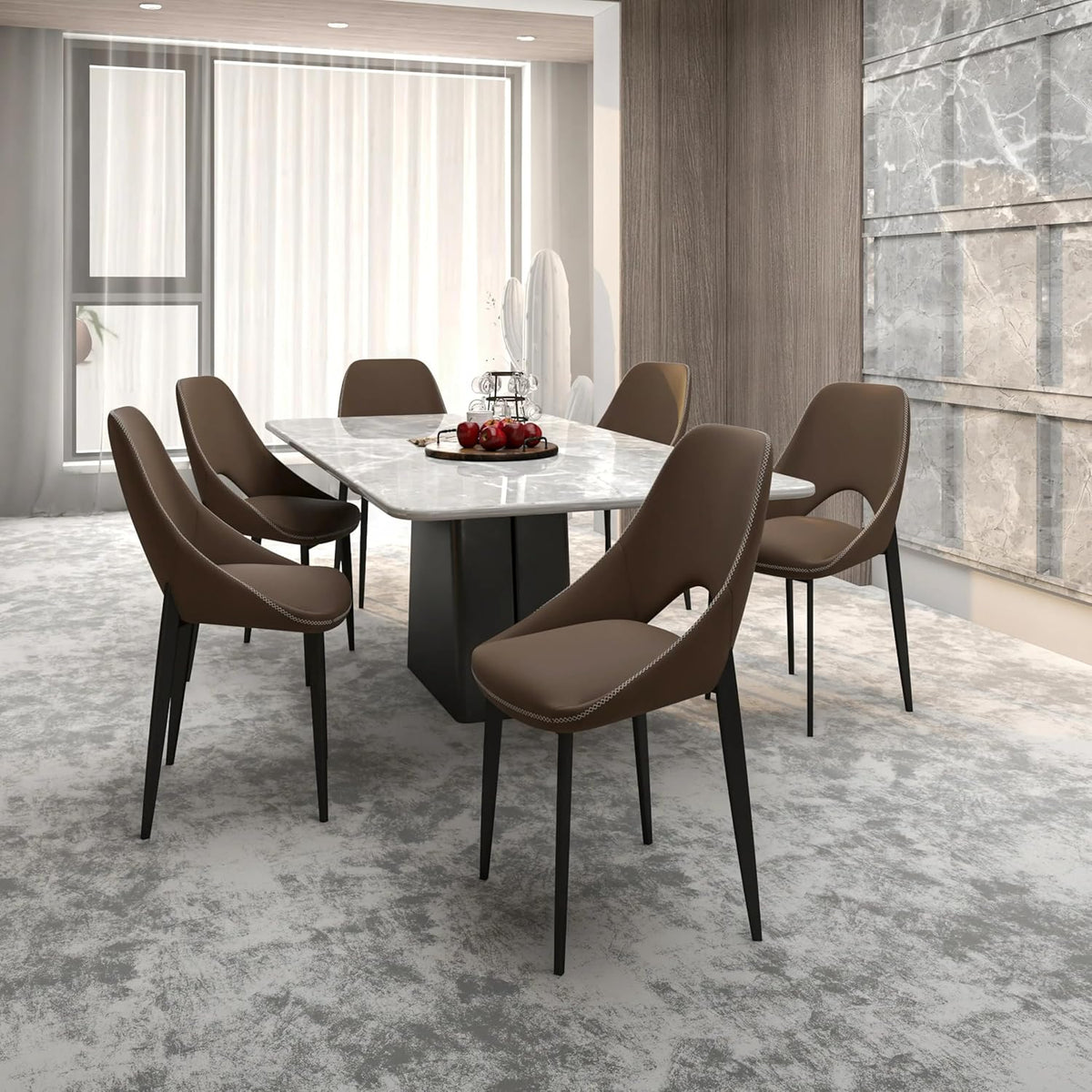 LeisureMod Amalfi Upholstered Fabric Dining Chair – Modern Side Chair with Iron Legs, Mid-Century