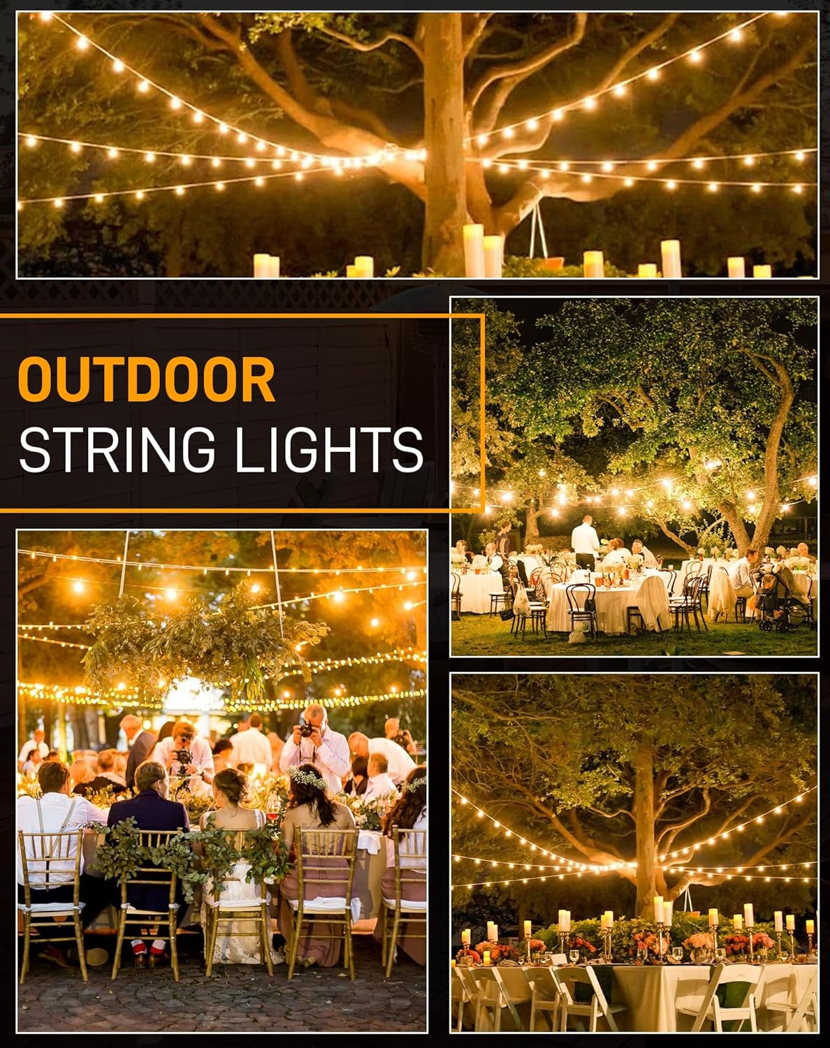 Outdoor String Lights, 200FT Patio Lights with 100 Shatterproof ST38 Globe Bulbs(4 Spare)