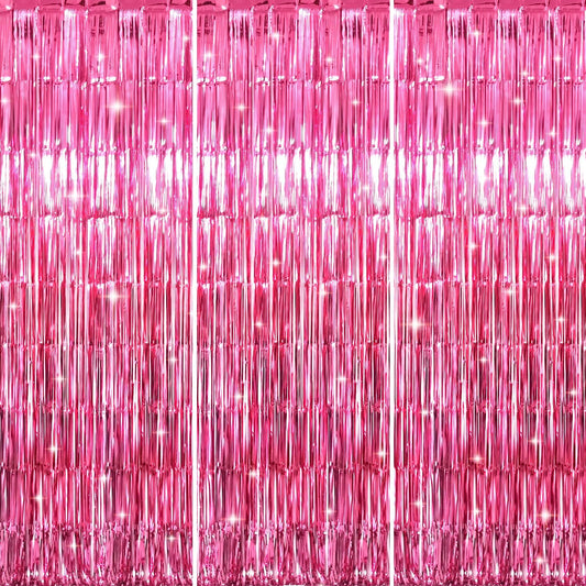 GOER 3.2 ft x 8.2 ft Metallic Tinsel Foil Fringe Curtains Party Photo Backdrop Party Streamers for