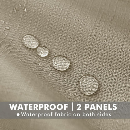 HolidayIdeas 4 Panels Linen Outdoor Curtains for Patio Waterproof Taupe Outside Curtains 108 inch