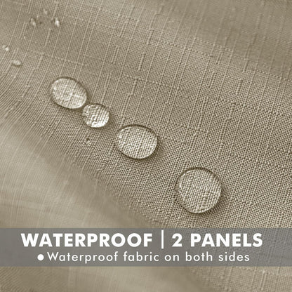 HolidayIdeas 6 Panels Linen Outdoor Curtains for Patio Waterproof Taupe Outside Curtains