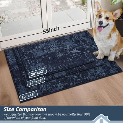 BEQHAUSE Dirt Trapper Door Mat 24"x36" Non-Slip Door Mats Washable Entryway Rugs Stain Resistant