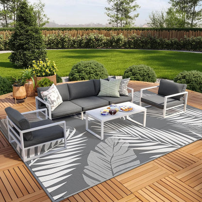 GENIMO Outdoor Rug 10' x 14' Waterproof for Patios Clearance, Reversible Outdoor Plastic Straw