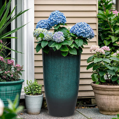 23.6" H Large Tall Outdoor Planters, Set of 2 Plastic Large Flower Pots for Outdoor Plants, with