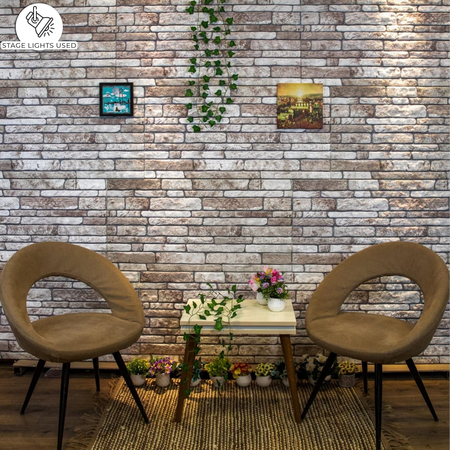 Dundee Deco 3D Wall Panels Faux Brick - Cladding Light Brown Grey Stone Look Wall Paneling