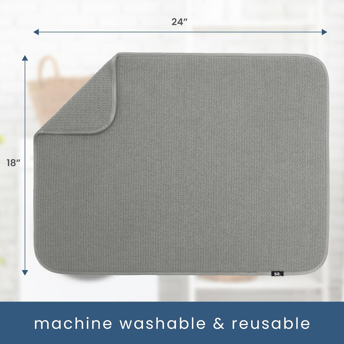 S&T INC. Dish Drying Mat XL, 18” x 24”, Absorbent Microfiber Kitchen Counter Mat, Dish Drying Pad
