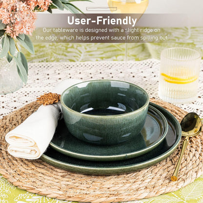 GBHOME Ceramic Dinnerware Sets for 8, 24 Pieces Stoneware Plates and Bowls Sets, Reactive Glaze