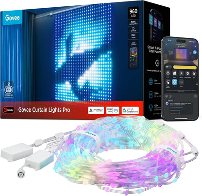 Govee Curtain Lights Pro, Upgraded 960 LEDs Smart Color Changing LED Curtain Lights with AIGC