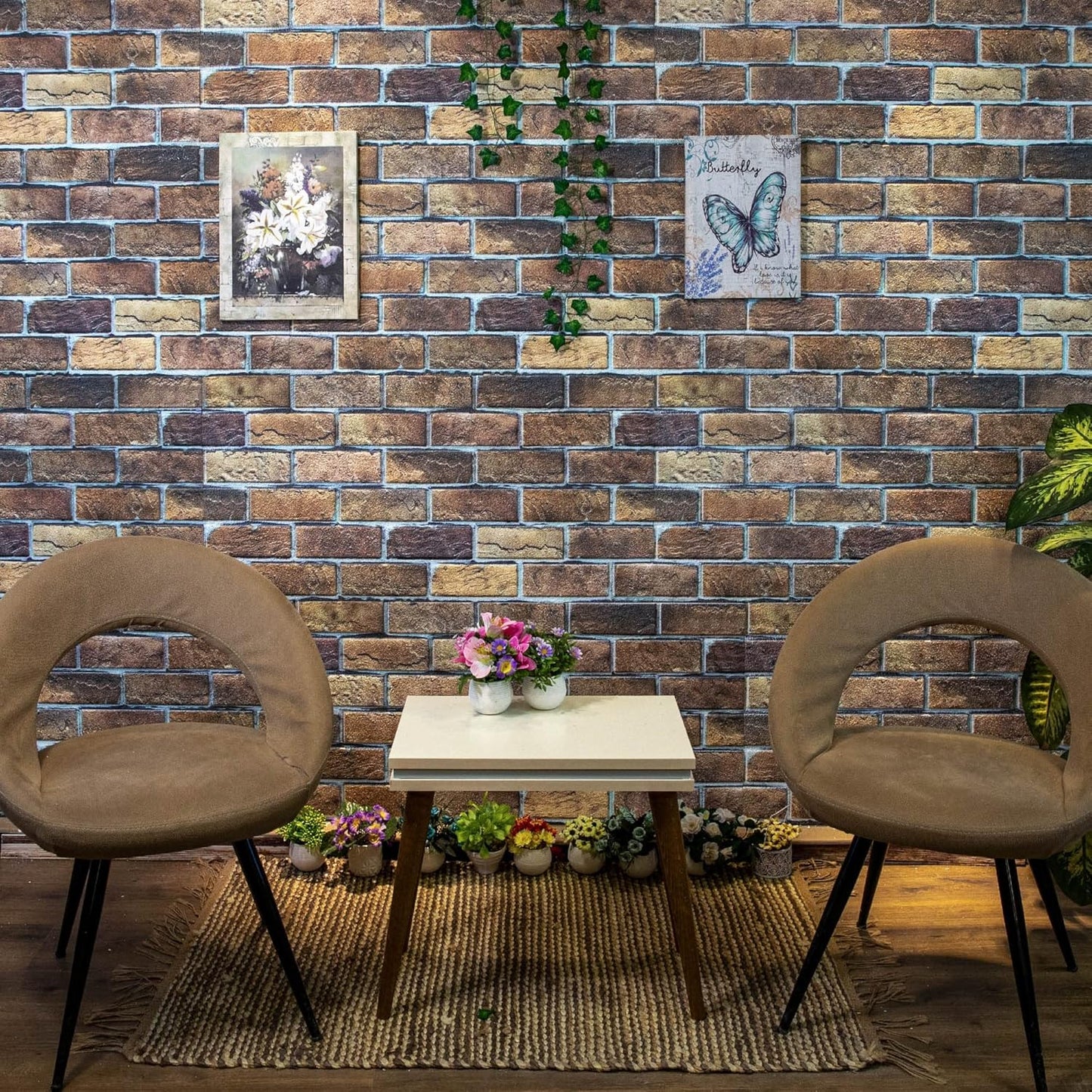 Dundee Deco 3D Wall Panels Faux Brick - Cladding, Brown Beige Stone Look Wall Paneling, Styrofoam