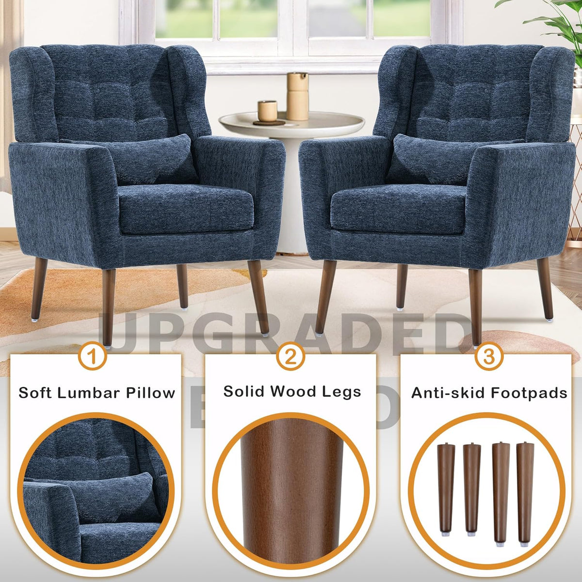 Modern Accent Chair, Upholstered Armchair with Pillow, Fabric Single Sofa Chair with Lounge Seat