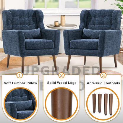 Modern Accent Chair, Upholstered Armchair with Pillow, Fabric Single Sofa Chair with Lounge Seat