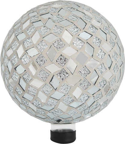 Sunnydaze 10-inch Gazing Ball for Garden - Crackled Glass Mosaic Gazing Globe for Outside