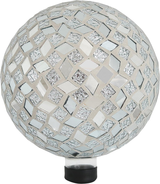 Sunnydaze 10-inch Gazing Ball for Garden - Crackled Glass Mosaic Gazing Globe for Outside
