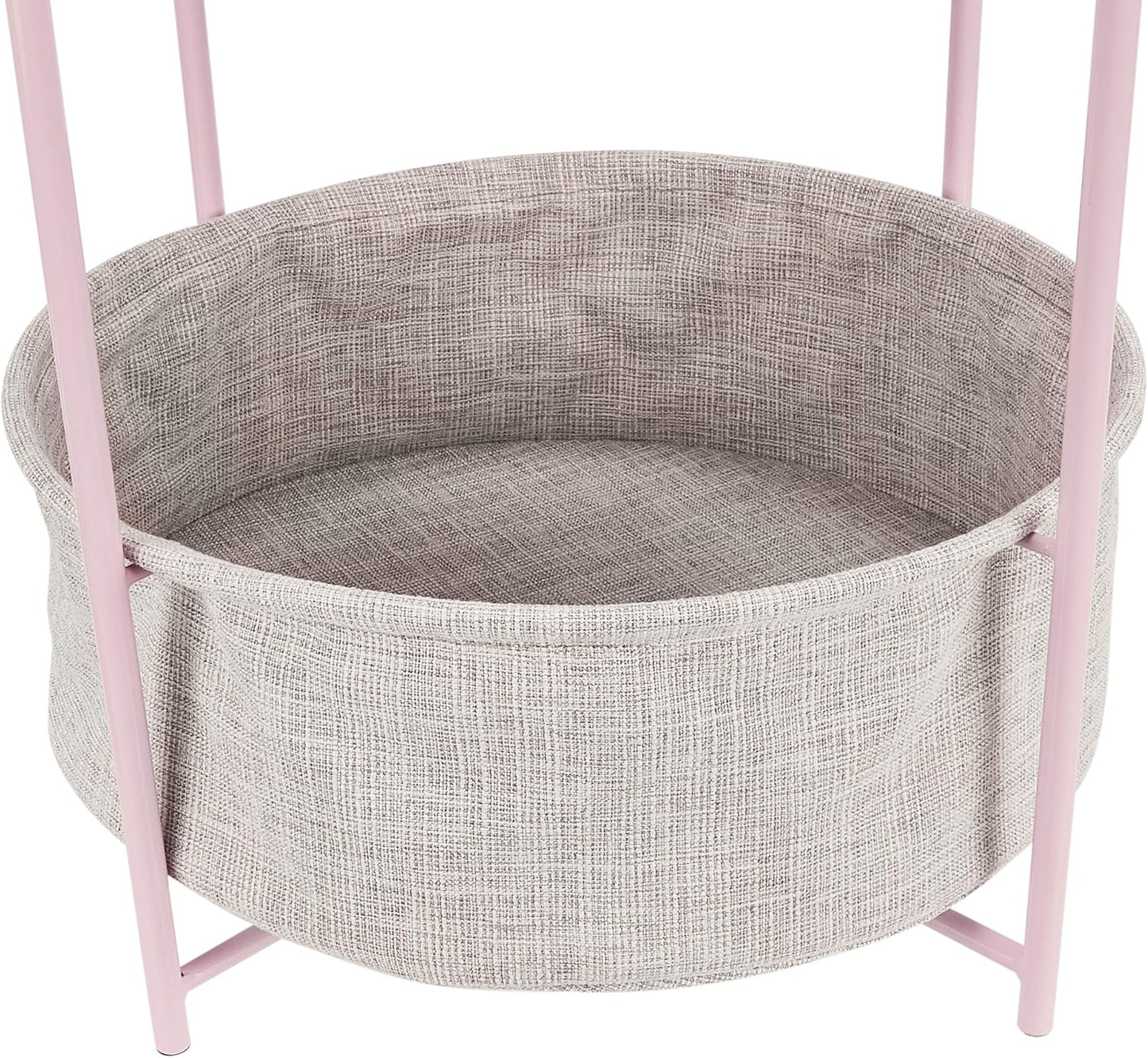 Amazon Basics Round Storage End Table, Side Table with Cloth Basket, Dusty Pink, 17.7"D x 17.7"W x