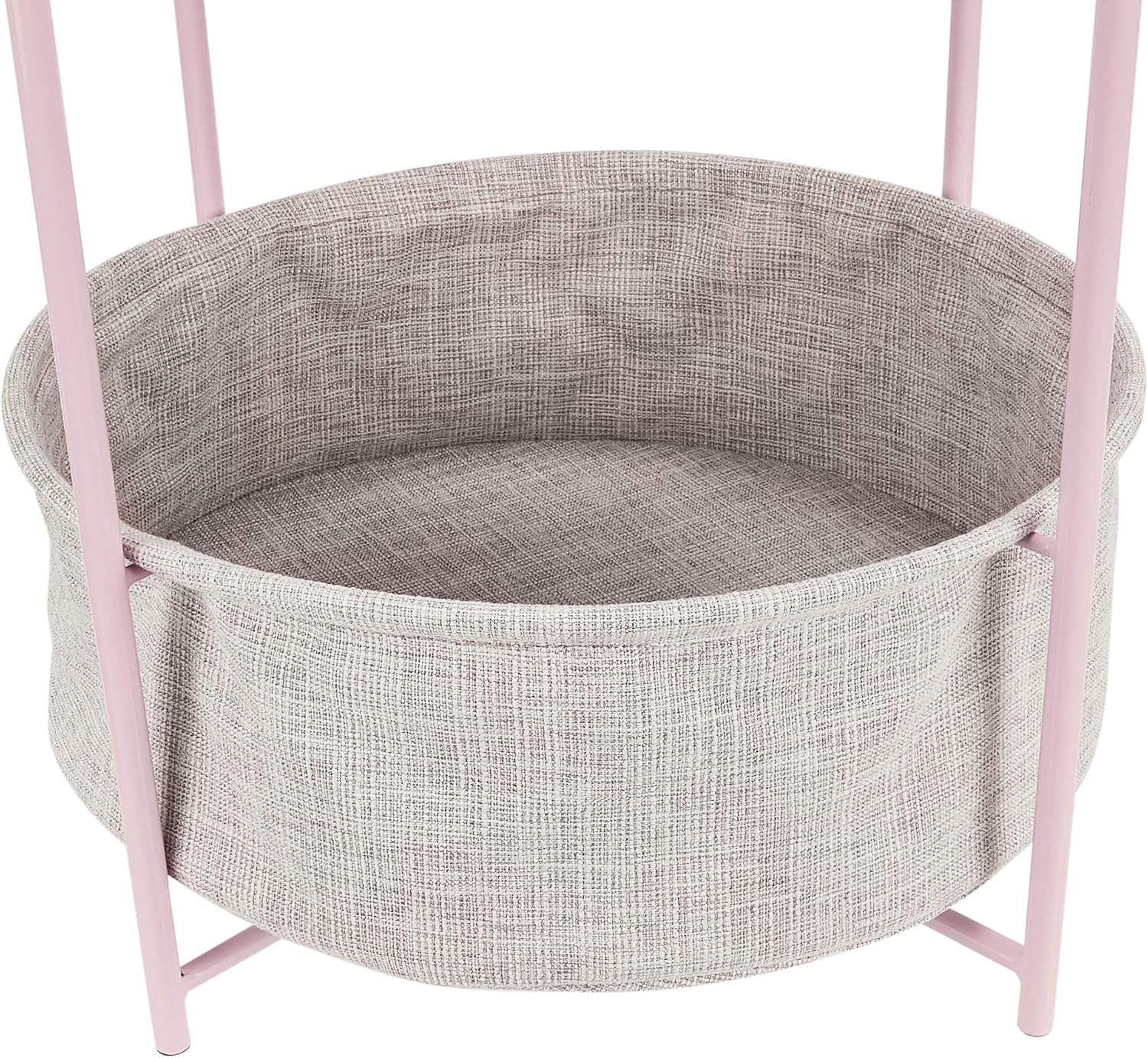 Amazon Basics Round Storage End Table, Side Table with Cloth Basket, Dusty Pink, 17.7"D x 17.7"W x