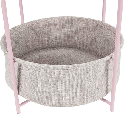 Amazon Basics Round Storage End Table, Side Table with Cloth Basket, Dusty Pink, 17.7"D x 17.7"W x