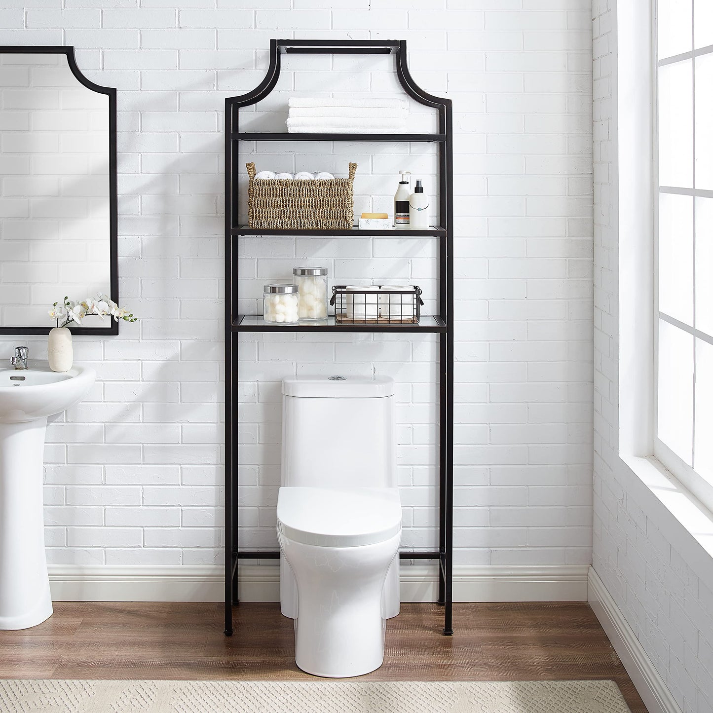 Crosley Furniture Aimee Over The Toilet Storage and Bathroom Organizer with Shelves, Oil Rubbed