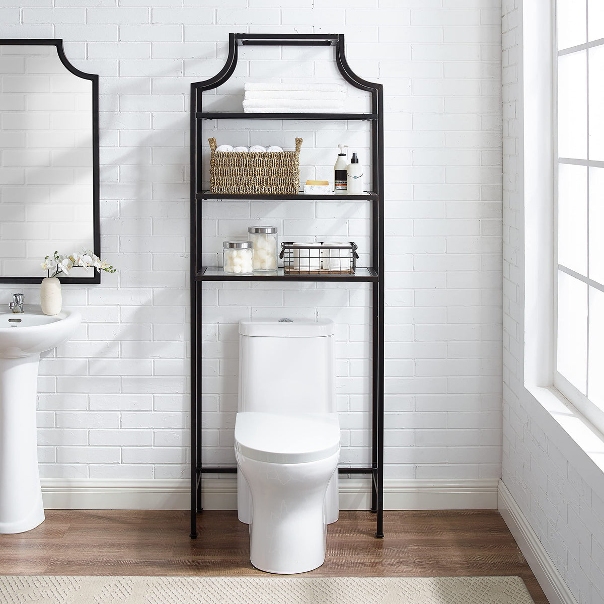 Crosley Furniture Aimee Over The Toilet Storage and Bathroom Organizer with Shelves, Oil Rubbed