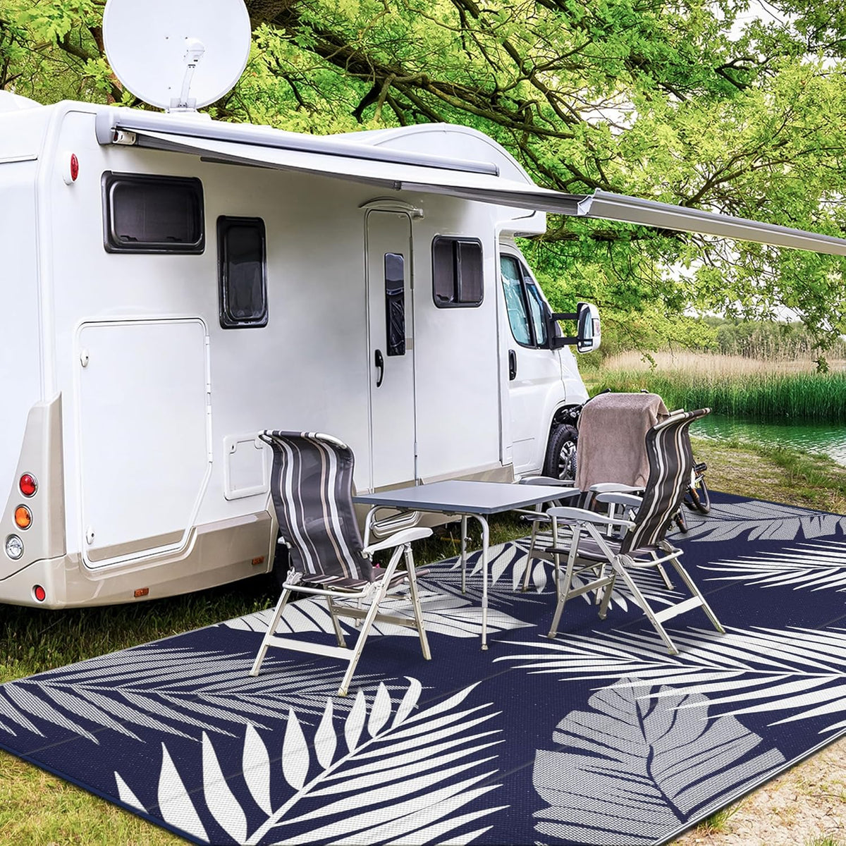 GENIMO Outdoor Rug 9' x 18' Waterproof for Patios Clearance, Reversible Outdoor Plastic Straw