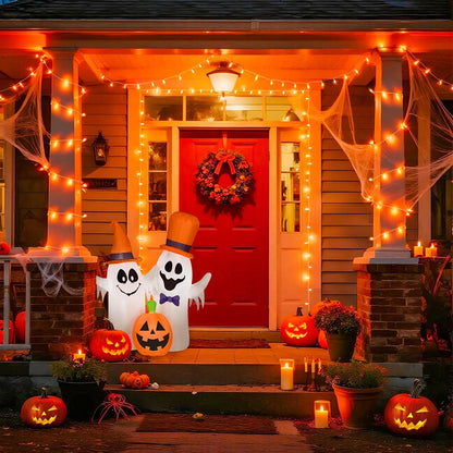 JMEXSUSS Connectable 33ft Halloween Lights Indoor, 100 LED Clear Wire Orange Lights for Halloween