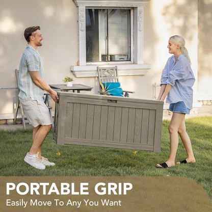 Devoko 120 Gallon Deck Box Resin Outdoor Storage Box Waterproof for Patio, Large Outdoor Storage