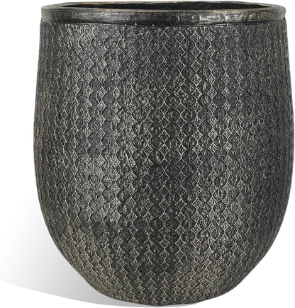 Worth Garden Large Round Planter – 14.5" Dia x 17.5" H Lightweight Magnesium Oxide Cement Plant Pot