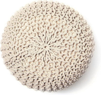 REDEARTH Round Pouf Ottoman - Cable Knitted Boho Poof - Home Décor Cord Pouffe Handmade Circular