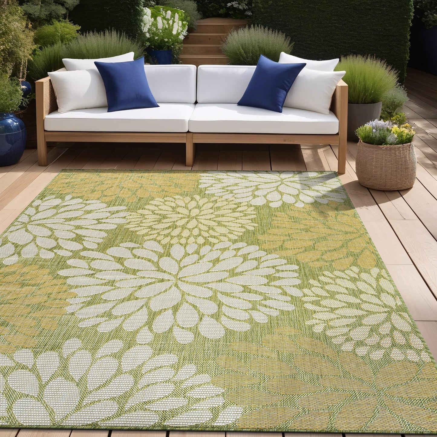 Beverly Rug Outdoor Rug 5x7 Modern Exotic Tropical Leaf Area Rugs for Indoor and Outdoor Patio Deck