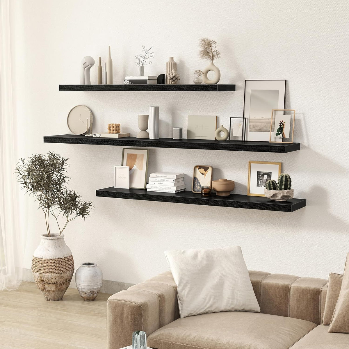 Fun Memories 55 Inch Floating Shelves for Wall 2 Pack Shelves for Bedroom|Kitchen|Bathroom 55 x 9.3