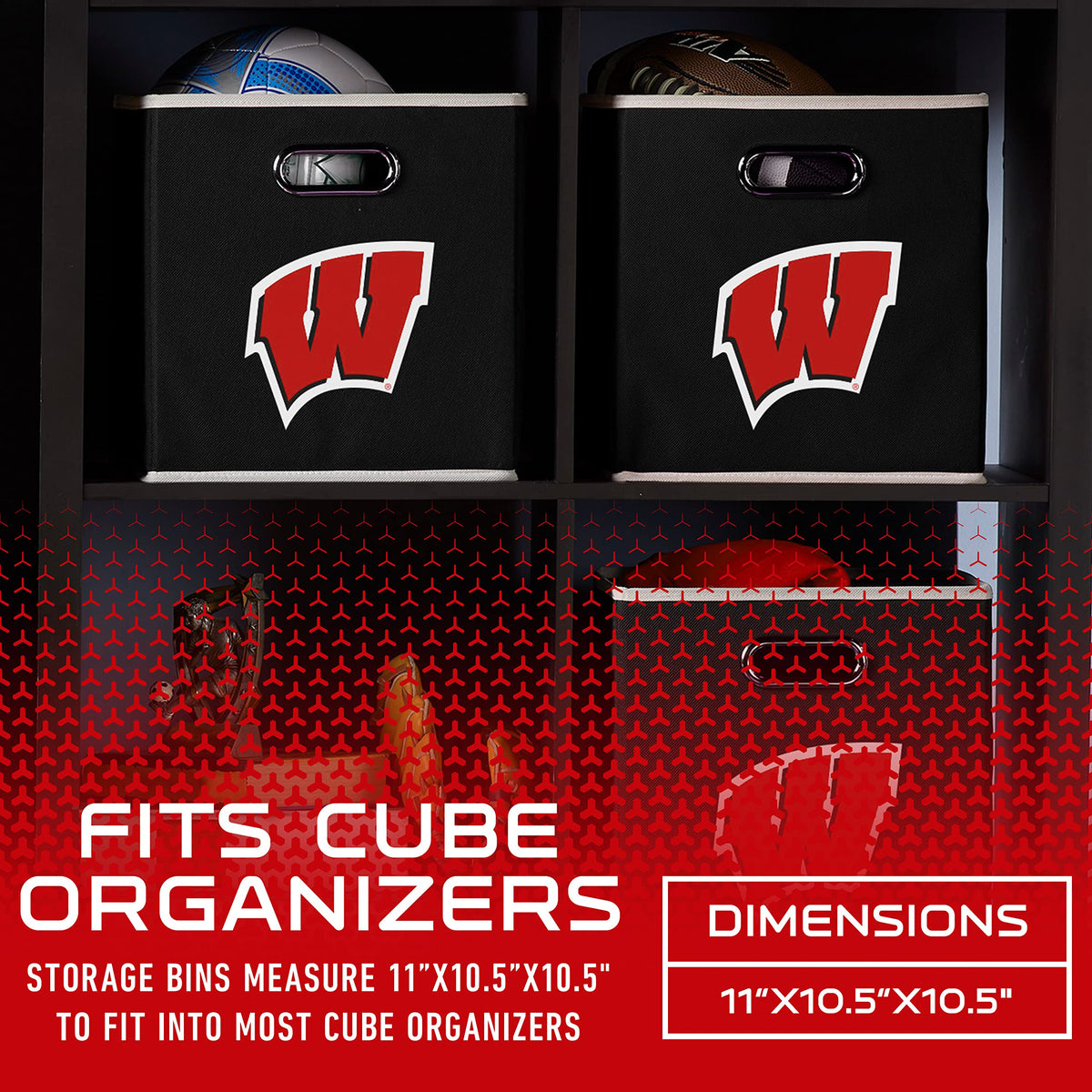 Franklin Sports NCAA Storage Bin - Cube Organizer - Wisconsin
