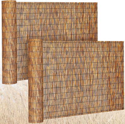 Barydat 2 Pcs 4 x 16.4 ft Bamboo Privacy Screen, Reed Fence Roller Patio Decorative Fences Reed