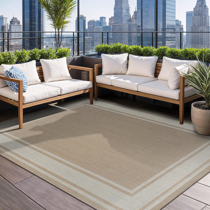 Beverly Rug Large Outdoor Rug 10x14 Modern Bordered Area Rugs for Indoor and Outdoor Patio Deck