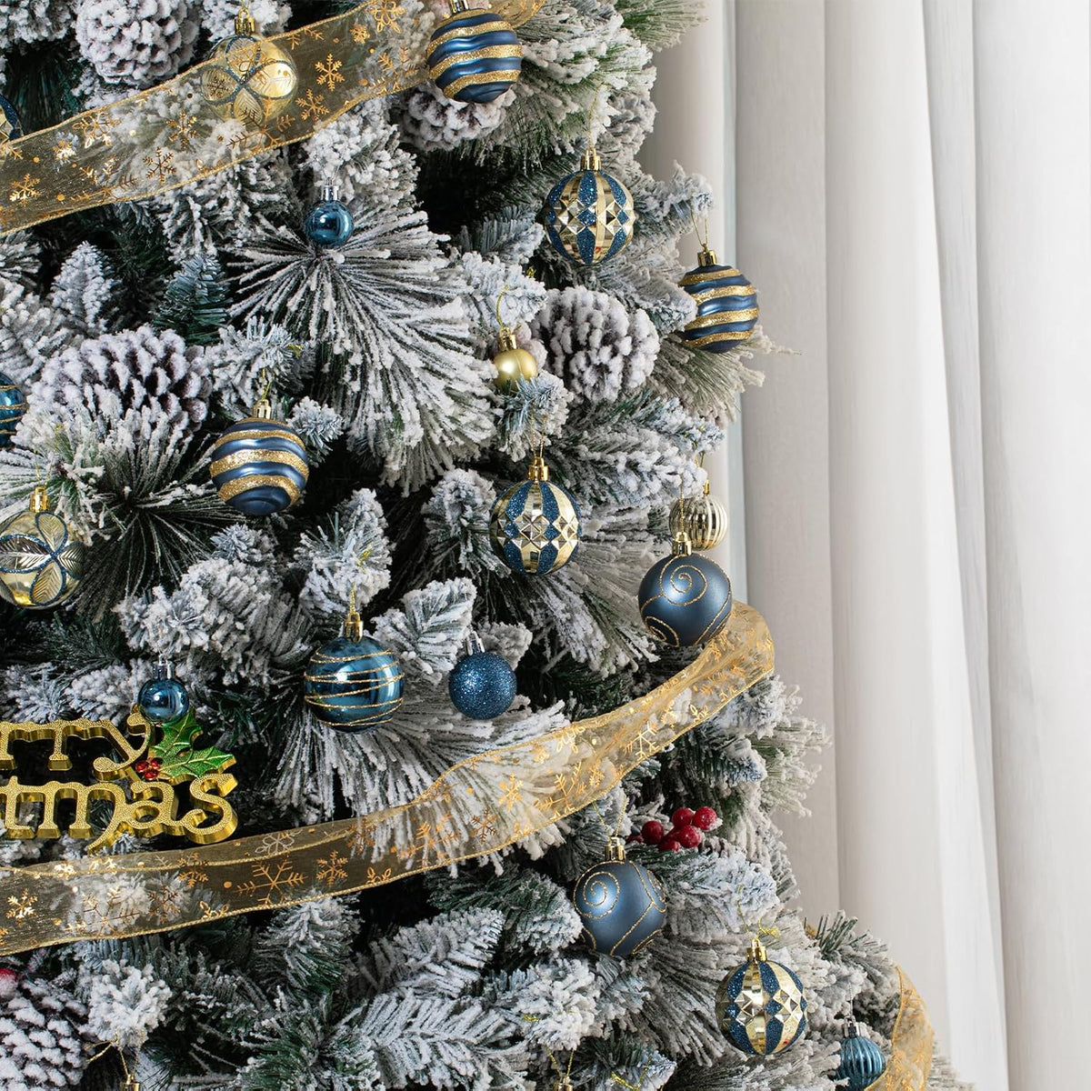 100Pcs Christmas Balls Ornaments Set, Shatterproof Christmas Decorations with Hand-held Gift