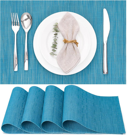 Myir JUN Placemats Set of 4, Vinyl Woven Placemats Place Mats Indoor Set of 4 Washable Table Mats