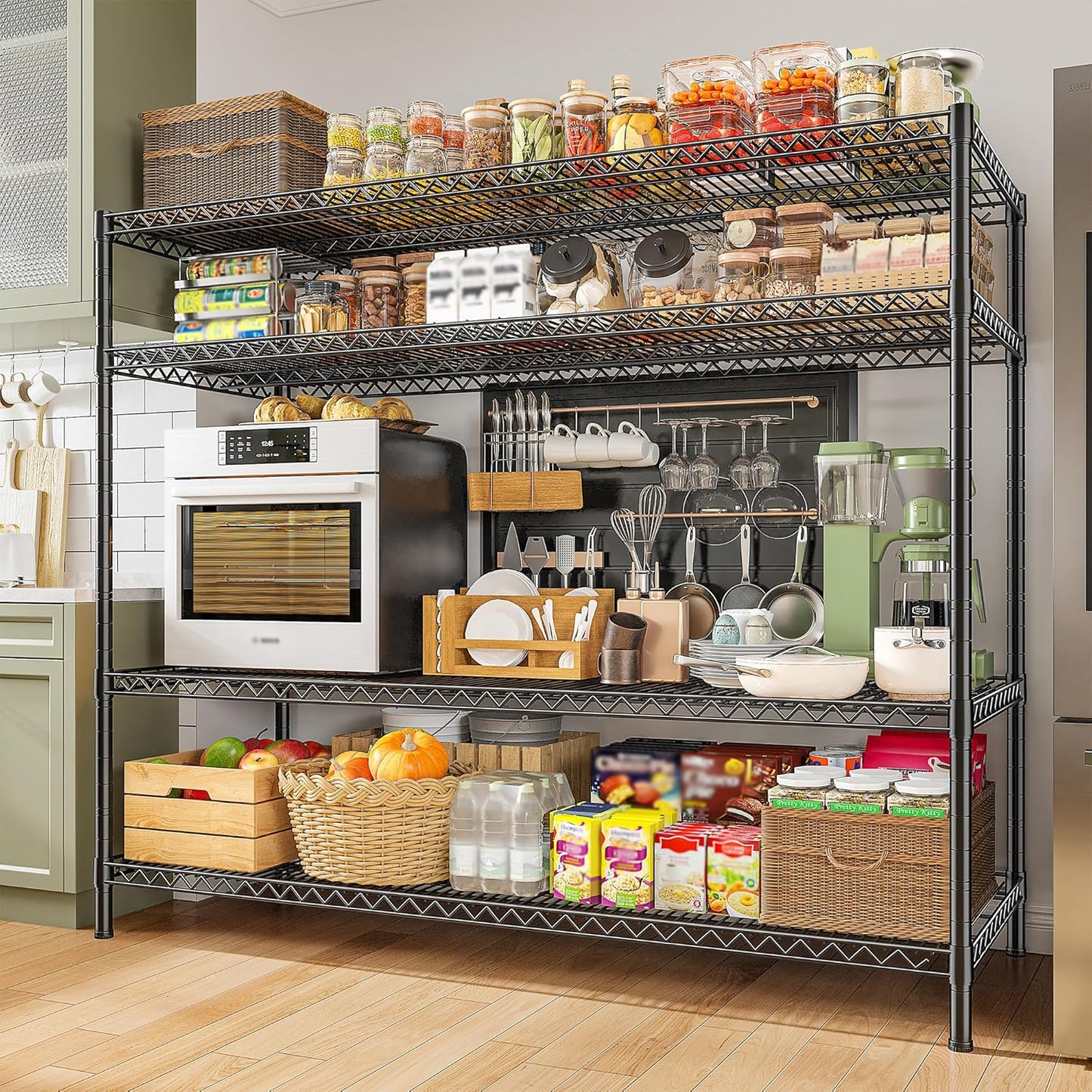 REIBII 2560LBS Storage Shelves 55.5"W Metal Shelving Unit 4 Tier Wire Shelving Commercial