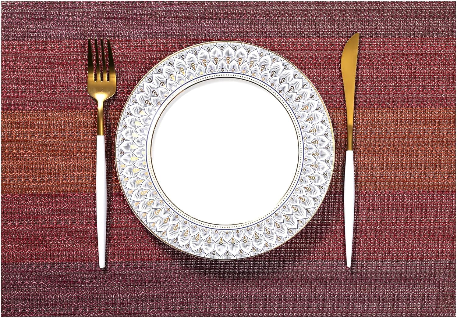 LEXMORE PlaceMats Set of 12 Vinyl/Plastic Woven Place Mats for Kitchen Table Indoor/Outdoor