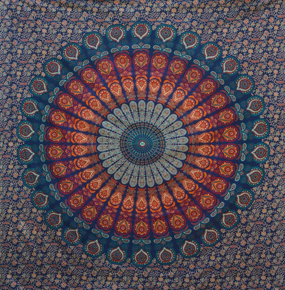 Bless International Handmade Indian hippie Bohemian Psychedelic Peacock Mandala Wall hanging