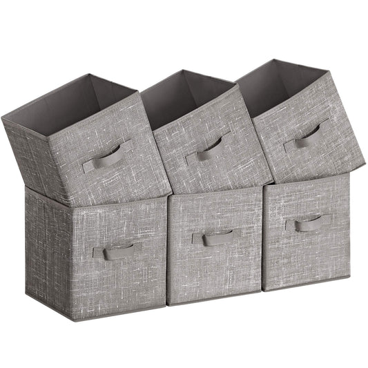 SONGMICS Storage Cubes, 11-Inch Non-Woven Fabric Bins with Double Handles, Set of 6, Closet