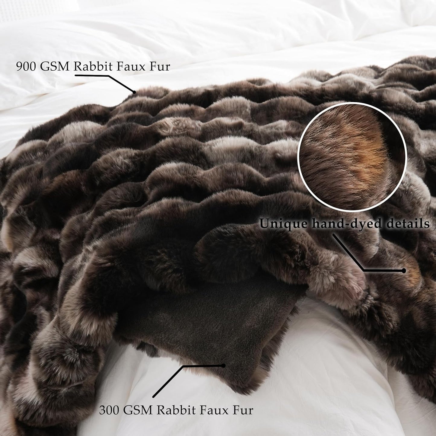 BENVWE Fluffy Faux Fur Throw Blanket for Couch, Soft Plush Thick Cozy Fuzzy Luxury Minky Bubble