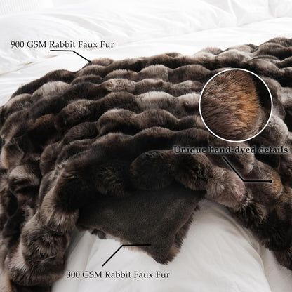 BENVWE Fluffy Faux Fur Throw Blanket for Couch, Soft Plush Thick Cozy Fuzzy Luxury Minky Bubble