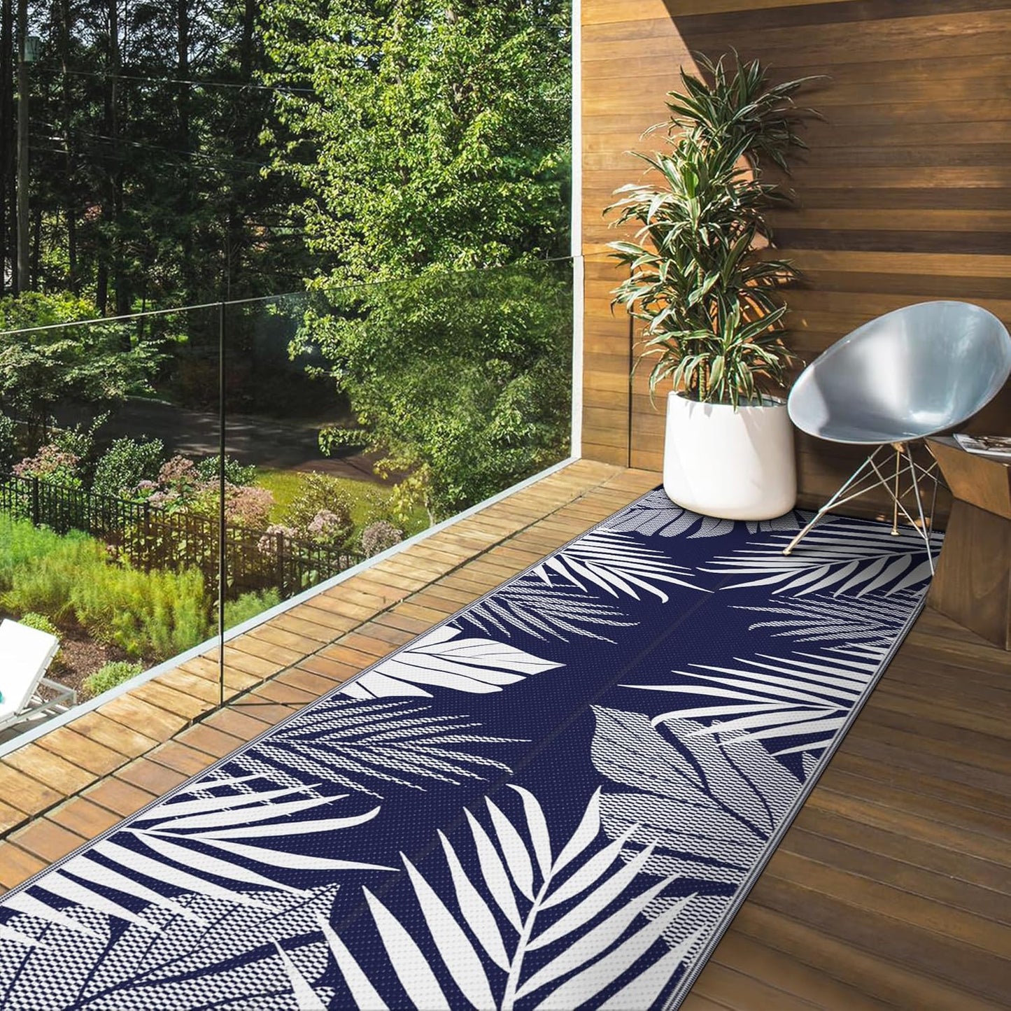 GENIMO Outdoor Rug 2.5' x 8' Waterproof for Patios Clearance, Reversible Outdoor Plastic Straw