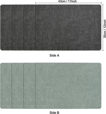 Myir JUN Dual Sided Faux Leather Placemats Set of 8 for Indoor Outdoor Dining Tables, Square