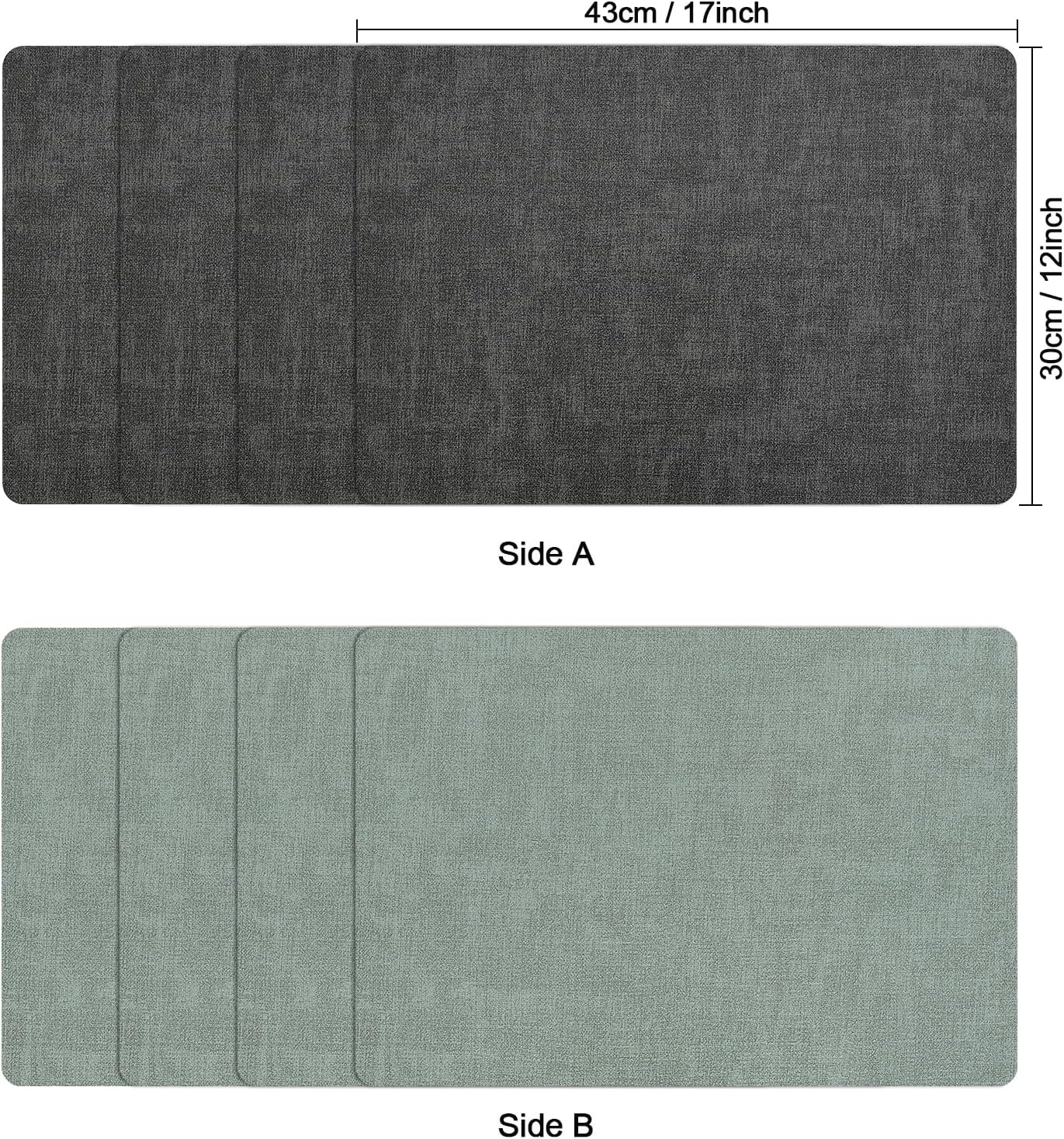 Myir JUN Dual Sided Faux Leather Placemats Set of 4 for Indoor Outdoor Dining Tables, Square